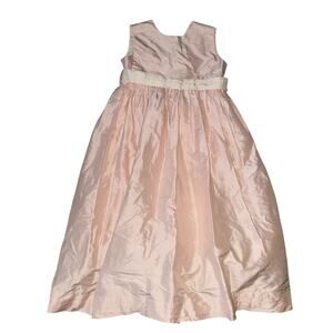 Strasburg Girls Silk Party Dress Pink Sleeveless Satin Round Neck Back Bow Sz 7